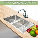 835x505mm Handmade 1.5mm Stainless Steel Undermount / Topmount Kitchen Sink with Square Waste - Top-Down View