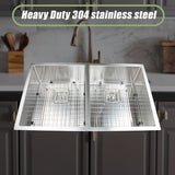 835x505mm Handmade 1.5mm Stainless Steel Undermount / Topmount Kitchen Sink with Square Waste - 45-Degree Angle