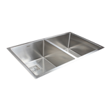 835x505mm Handmade 1.5mm Stainless Steel Undermount / Topmount Kitchen Sink with Square Waste - Close-Up Angle