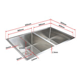 835x505mm Handmade 1.5mm Stainless Steel Undermount / Topmount Kitchen Sink with Square Waste - Extra Image