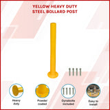 Yellow Heavy Duty Steel Bollard Post - Rear View
