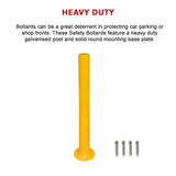 Yellow Heavy Duty Steel Bollard Post - Close-Up Angle