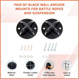 Pair of Black Wall Anchor Mounts for Battle Ropes and Suspension - Side View