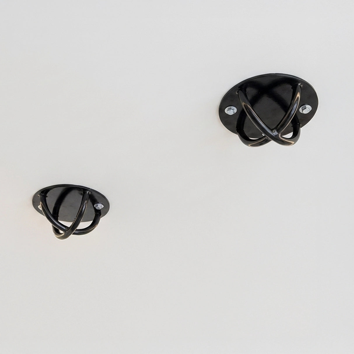 Pair of Black Wall Anchor Mounts for Battle Ropes and Suspension