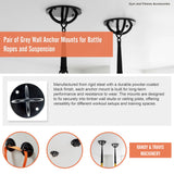 Pair of Black Wall Anchor Mounts for Battle Ropes and Suspension - Extra Image