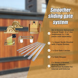 Sliding Gate Hardware Accessories Kit - 6m Track, Wheels, Stopper, Roller Guide - Side View
