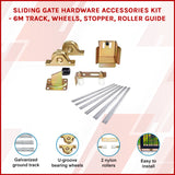 Sliding Gate Hardware Accessories Kit - 6m Track, Wheels, Stopper, Roller Guide - Rear View
