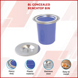 8L Concealed Benchtop Bin - Front View