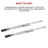 10 Pairs of 500mm Soft Close Full Extension Ball Bearing Drawer Runner - Close-Up Angle