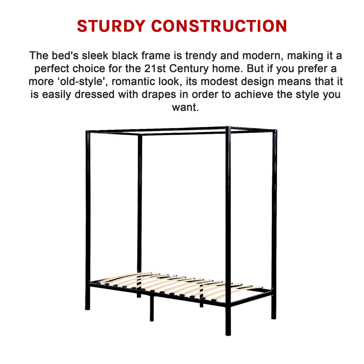 4 Four Poster Single Bed Frame