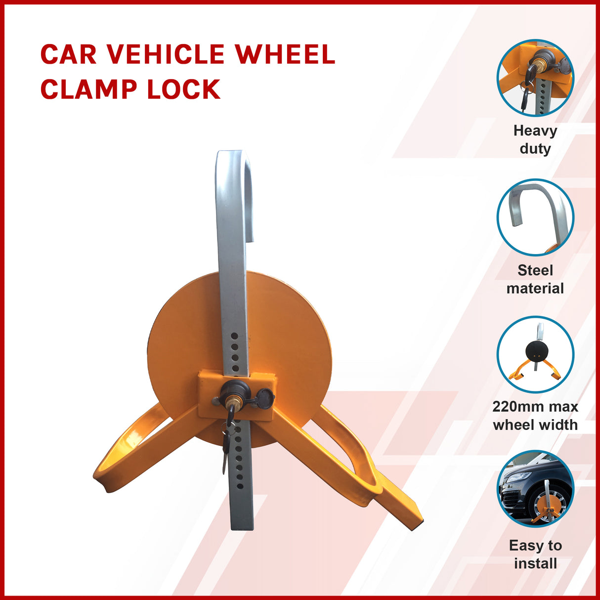 Car Vehicle Wheel Clamp Lock &ndash; Heavy Duty Anti-Theft Security Device