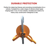 Car Vehicle Wheel Clamp Lock &ndash; Heavy Duty Anti-Theft Security Device - Close-Up Angle