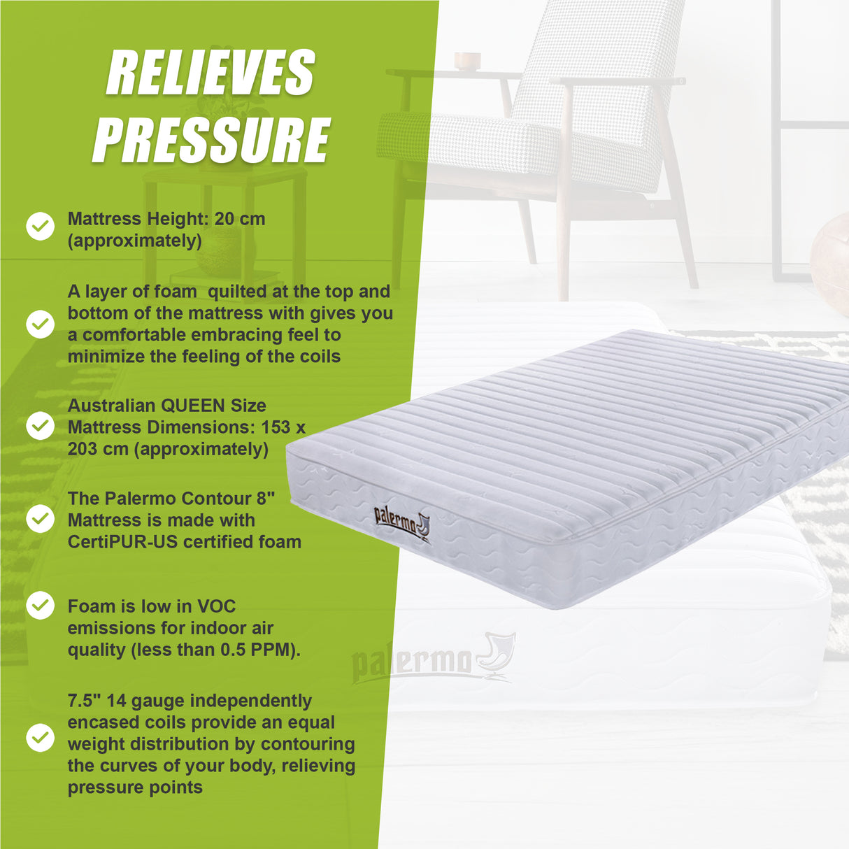 Contour Encased Coil Queen Mattress &ndash; Hybrid Support with CertiPUR-US&reg; Certified Foam Comfort Layers