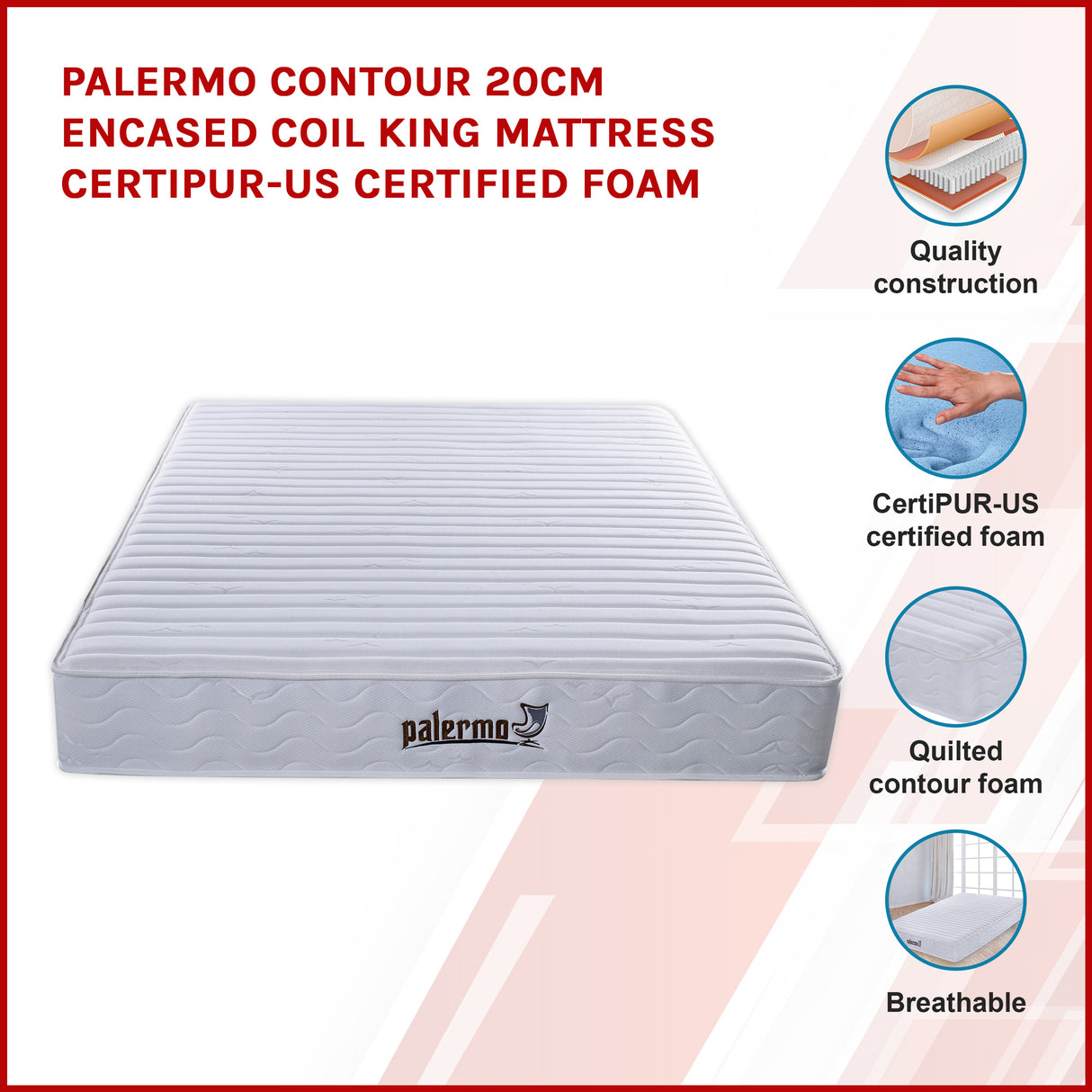 Contour Encased Coil King Mattress &ndash; Hybrid Support with CertiPUR-US&reg; Certified Foam Comfort Layers