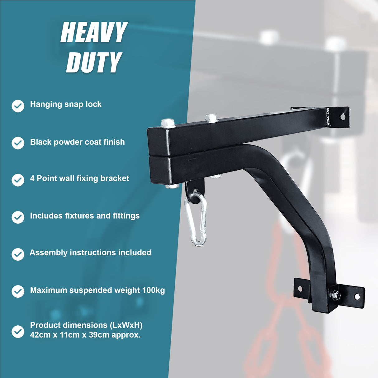 Heavy Duty Punch Bag Wall Bracket &ndash; Steel Boxing Bag Holder for Home Gym