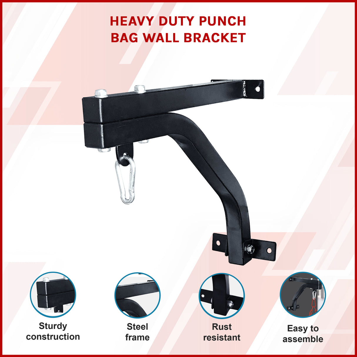 Heavy Duty Punch Bag Wall Bracket &ndash; Steel Boxing Bag Holder for Home Gym