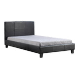 King Single PU Leather Bed Frame Black - Front View