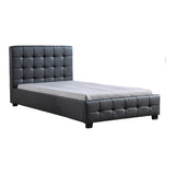 King Single PU Leather Deluxe Bed Frame Black - Front View