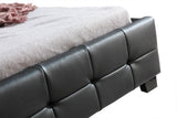 King Single PU Leather Deluxe Bed Frame Black - Top-Down View