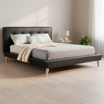 Double PU Leather Deluxe Bed Frame Black