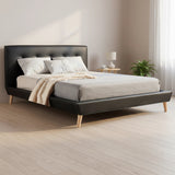 Double PU Leather Deluxe Bed Frame Black