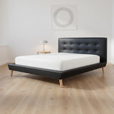 Queen PU Leather Deluxe Bed Frame Black