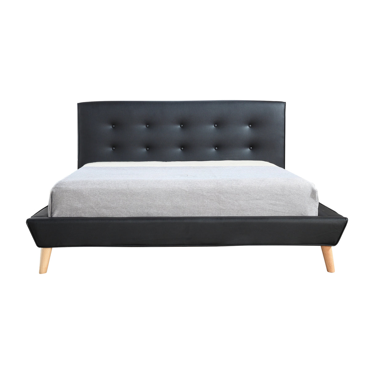 Queen PU Leather Deluxe Bed Frame Black