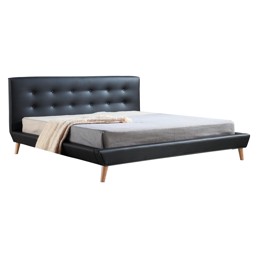 King PU Leather Deluxe Bed Frame Black