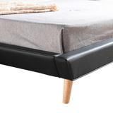 King PU Leather Deluxe Bed Frame Black