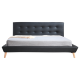 King PU Leather Deluxe Bed Frame Black