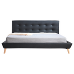 King PU Leather Deluxe Bed Frame Black