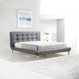 Double Linen Fabric Deluxe Bed Frame Grey