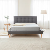 Double Linen Fabric Deluxe Bed Frame Grey