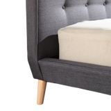 Queen Linen Fabric Deluxe Bed Frame Grey - Rear View