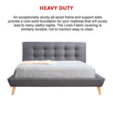 Queen Linen Fabric Deluxe Bed Frame Grey - Extra Image