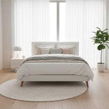 Queen PU Leather Deluxe Bed Frame White