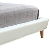 Queen PU Leather Deluxe Bed Frame White - Rear View