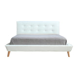 Queen PU Leather Deluxe Bed Frame White
