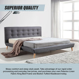 King Linen Fabric Deluxe Bed Frame Grey - Extra Image