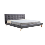 King Linen Fabric Deluxe Bed Frame Grey - Front View
