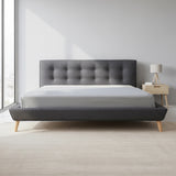 King Linen Fabric Deluxe Bed Frame Grey