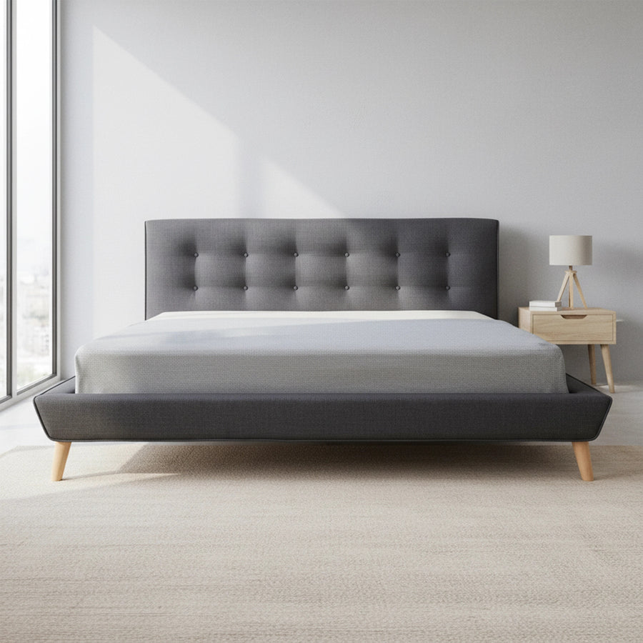 King Linen Fabric Deluxe Bed Frame Grey