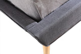 King Linen Fabric Deluxe Bed Frame Grey - Rear View