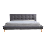 King Linen Fabric Deluxe Bed Frame Grey - Low Angle
