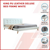 King PU Leather Deluxe Bed Frame White