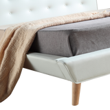 King PU Leather Deluxe Bed Frame White - Side View