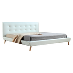 King PU Leather Deluxe Bed Frame White