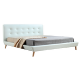 King PU Leather Deluxe Bed Frame White - Top-Down View