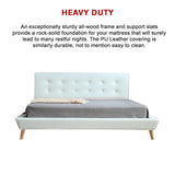 King PU Leather Deluxe Bed Frame White