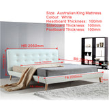 King PU Leather Deluxe Bed Frame White